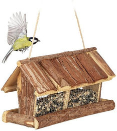 Produktbild von Relaxdays Vogelhaus Vogelfutterhaus mit Rinde