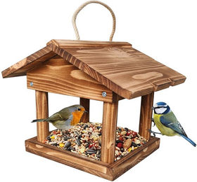 Produktbild von relaxdays Vogelhaus Vogelfutterhaus zum Aufhängen, geflammt