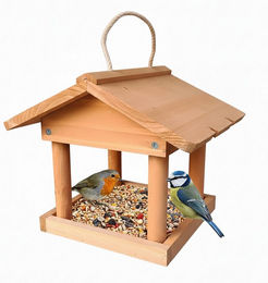 Produktbild von relaxdays Vogelhaus Vogelfutterhaus zum Aufhängen, orange