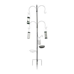 relaxdays Vogeltränke Vogelfutterstation 6-in-1, schwarz – Bild 1 von 8