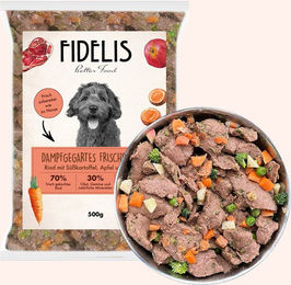 Produktbild von Rind mit Süßkartoffel, Apfel und Brokkoli (500g, tiefgefroren)