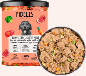 Produktbild von Rind mit Süßkartoffel, Brokkoli und Apfel (400g, im Glas)