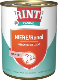 Produktbild von RINTI Canine 800g Dose Hundenassfutter Diätnahrung Sparpaket 12 x 800 Gramm Niere/Renal Rind