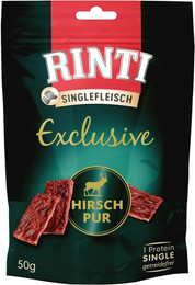 Produktbild von RINTI Exclusive Snack pur 50 Gramm Hundesnack 12 x 50 Gramm Hirsch