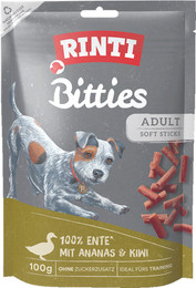 Produktbild von RINTI Extra Bitties 100 Gramm Hundesnack Sparpaket 12 x 100 Gramm Ente, Ananas & Kiwi