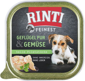 Produktbild von RINTI Feinest 150g Schale Hundenassfutter Sparpaket 22 x 150 Gramm Geflügel Pur & Gemüse