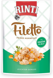 Produktbild von RINTI Filetto 100g Beutel Hundenassfutter 24 x 100 Gramm Huhn & Gemüse in Jelly