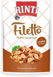 Produktbild von RINTI Filetto 100g Beutel Hundenassfutter 24 x 100 Gramm Huhn & Lamm in Jelly