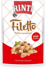 Produktbild von RINTI Filetto 100g Beutel Hundenassfutter Sparpaket 48 x 100 Gramm Huhn & Rind in Jelly