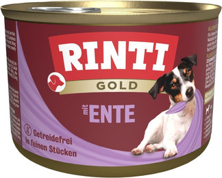 Produktbild von RINTI Gold 185g Dose Hundenassfutter Sparpaket 24 x 185 Gramm Adult Ente