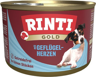 Produktbild von RINTI Gold 185g Dose Hundenassfutter Sparpaket 24 x 185 Gramm Adult Geflügelherzen