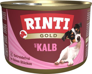 Produktbild von RINTI Gold 185g Dose Hundenassfutter Sparpaket 24 x 185 Gramm Adult Kalb