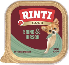 Produktbild von Rinti Gold Mini Hirsch & Rind Nassfutter für Hunde - 16 x 100 g