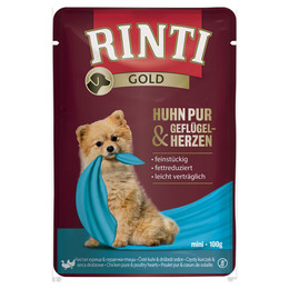 Produktbild von Rinti Gold Mini Huhn Pur & Geflügelherzen Nassfutter für kleine Hunde - 10 x 100 g