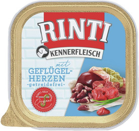 Produktbild von RINTI Kennerfleisch 300 Gramm Hundenassfutter Sparpaket 18 x 300 Gramm Geflügelherzen