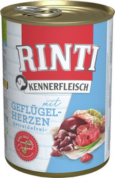 Produktbild von RINTI Kennerfleisch 400g Dose Hundenassfutter 48 x 400 Gramm Geflügelherzen