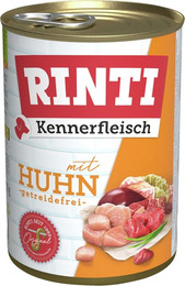 Produktbild von RINTI Kennerfleisch 400g Dose Hundenassfutter 48 x 400 Gramm Huhn