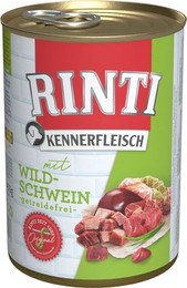 Produktbild von RINTI Kennerfleisch 400g Dose Hundenassfutter 48 x 400 Gramm Wildschwein