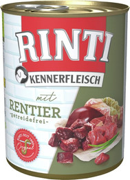 Produktbild von RINTI Kennerfleisch 800g Dose Hundenassfutter 12 x 800 Gramm Rentier
