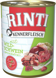 Produktbild von RINTI Kennerfleisch 800g Dose Hundenassfutter 12 x 800 Gramm Wildschwein