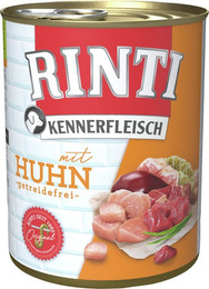 Produktbild von RINTI Kennerfleisch 800g Dose Hundenassfutter Sparpaket 24 x 800 Gramm Huhn