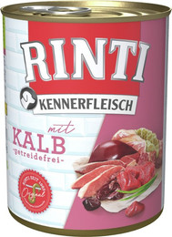 Produktbild von RINTI Kennerfleisch 800g Dose Hundenassfutter Sparpaket 24 x 800 Gramm Kalb