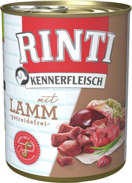 Produktbild von RINTI Kennerfleisch 800g Dose Hundenassfutter Sparpaket 24 x 800 Gramm Lamm