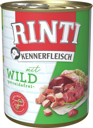 Produktbild von RINTI Kennerfleisch 800g Dose Hundenassfutter Sparpaket 24 x 800 Gramm Wild