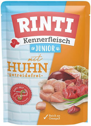 Produktbild von Rinti Kennerfleisch Junior Pouchbeutel 400g Hundenassfutter 20 x 400 Gramm Huhn