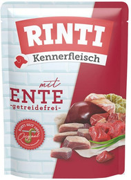 Produktbild von Rinti Kennerfleisch Pouchbeutel 400g Hundenassfutter 20 x 400 Gramm Ente