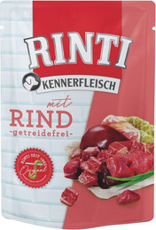 Produktbild von Rinti Kennerfleisch Pouchbeutel Rind Hundenassfutter 20 x 400 Gramm