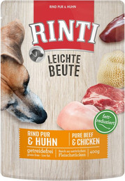Produktbild von RINTI Leichte Beute 400g Frischebeutel Hundenassfutter Sparpaket 20 x 400 Gramm Rind Pur & Huhn