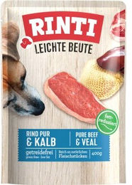 Produktbild von RINTI Leichte Beute Nassfutter Hund, Adult, Pouch, Rind und Kalb 10x400 g
