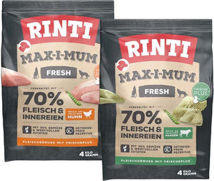 Produktbild von Rinti Max-i-Mum Huhn und Pansen Mixpaket 2x4kg