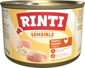 Produktbild von RINTI Sensible 185g Dose Hundenassfutter Sparpaket 24 x 185 Gramm Huhn & Reis