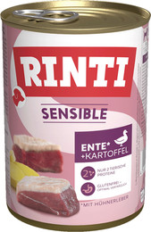 Produktbild von RINTI Sensible 400g Dose Hundenassfutter 12 x 400 Gramm Ente, Huhnleber & Kartoffel