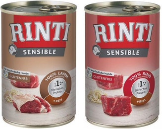 Produktbild von RINTI Sensible Rind mit Reis 6x400 g + Lamm mit Reis 6x400 g