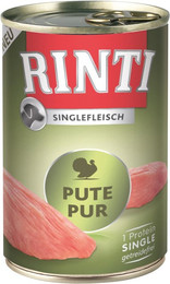 Produktbild von RINTI Singlefleisch 400g Dose Hundenassfutter 12 x 400 Gramm Pute Pur