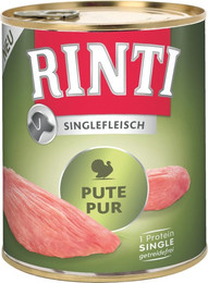 Produktbild von RINTI Singlefleisch 800g Dose Hundenassfutter 6 x 800 Gramm Pute Pur