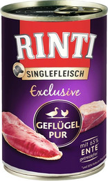 Produktbild von RINTI Singlefleisch Exclusive 400g Dose Hundenassfutter 12 x 400 Gramm Geflügel Pur