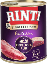 Produktbild von RINTI Singlefleisch Exclusive 800g Dose Hundenassfutter 6 x 800 Gramm Geflügel Pur