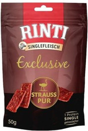 Produktbild von RINTI Singlefleisch Exclusive Snack Pur Strauß - 2 x 50 g