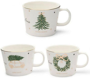 Produktbild von Rivièra Maison Geschirr Henkelbecher Tasse Joyful Christmas Mug (3er-Set)