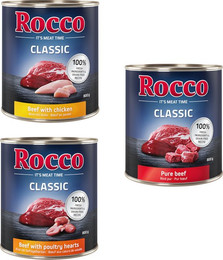 Produktbild von Rocco Classic Probiermix Rind pur und Geflügelherzen - 6 x 800 g