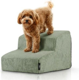 Rohrschneider ® Haustiertreppe mit rutschfester Unterseite und abnehmbarem Cordbezug hellgrün – Bild 1 von 3