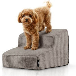 Rohrschneider ® Haustiertreppe mit rutschfester Unterseite und abnehmbarem Cordbezug taupe – Bild 1 von 3