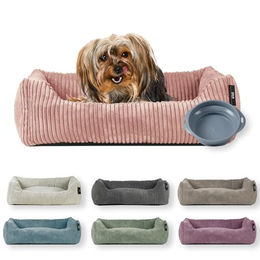 Rohrschneider Hundebett Cord für kleine Hunde mit waschbarem Bezug und Futternapf – Bild 1 von 9