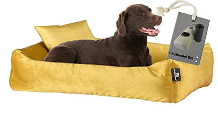 Produktbild von Rohrschneider Hundebett Kuschelsofa L Senf mit Hundekotbeutelset