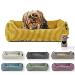 Produktbild von Rohrschneider Hundebett waschbar mit Wendekissen Cord für kleine und mittelgroße Hunde