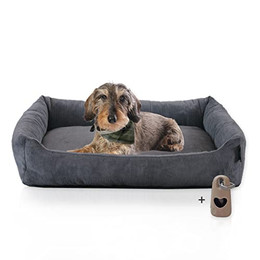 Produktbild von Rohrschneider Hundebett waschbar mit Wendekissen Cordstoff anthrazit